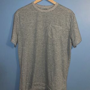 Grey and green striped shirt